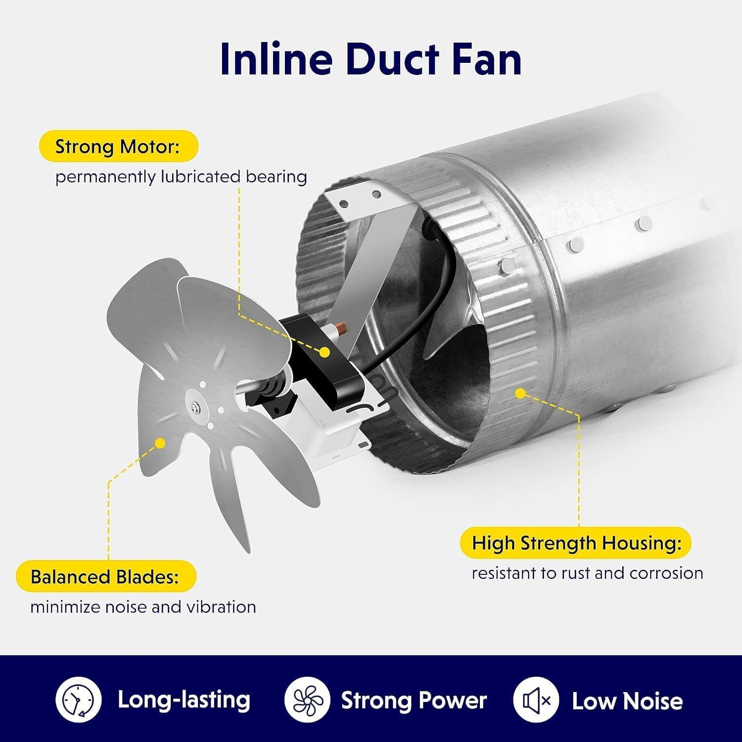 imageHealSmart 6 Inline Booster Fan 240 CFM Duct Fan for HVAC Ventilation Bathroom Basemen and Attics Silver6 Fan