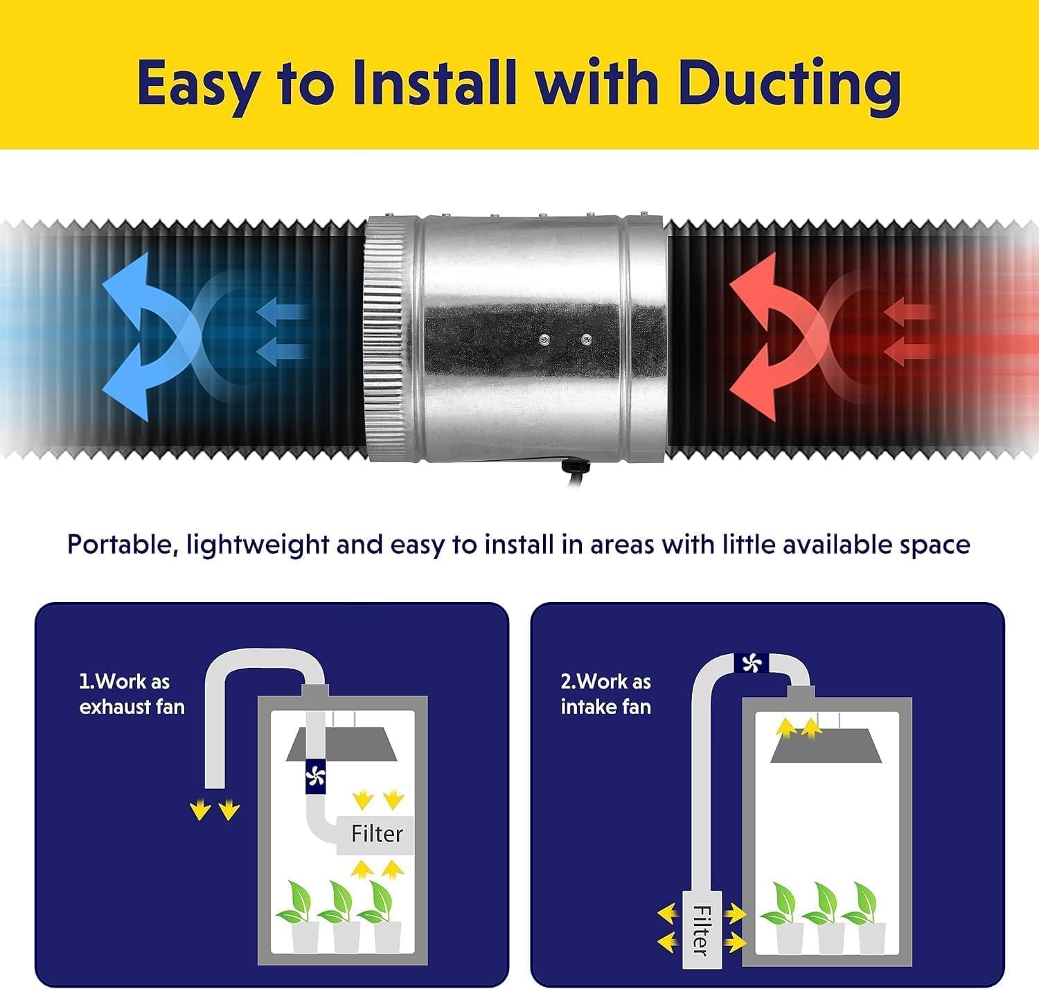 imageHealSmart 6 Inline Booster Fan 240 CFM Duct Fan for HVAC Ventilation Bathroom Basemen and Attics Silver6 Fan