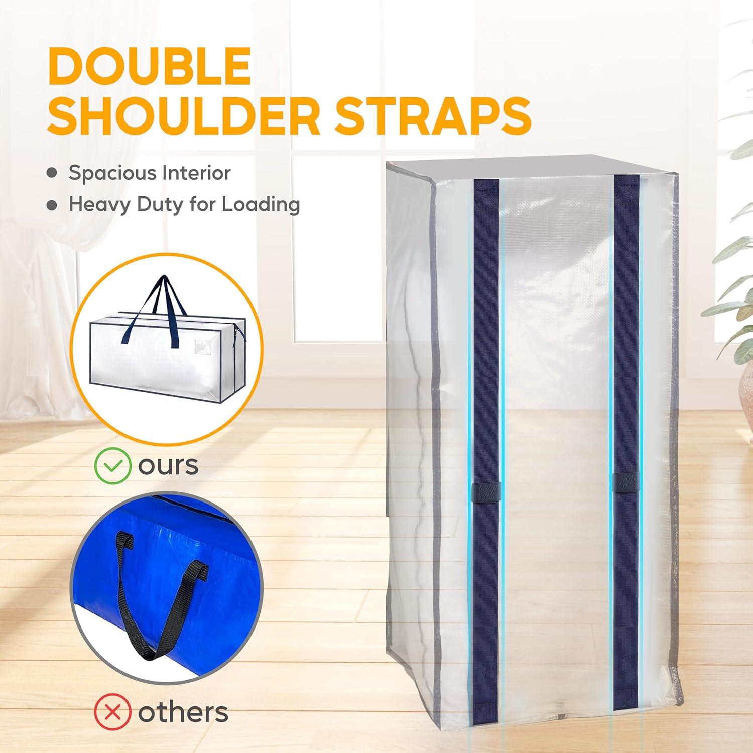 imageHealSmart 6 Pack Large Moving Bags with Zippers ampamp Handles Moving Supplies with lids Heavy Duty Totes for Space Saving Fold Flat Moving and Storing ClearClear