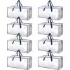 imageHealSmart 6 Pack Large Moving Bags with Zippers ampamp Handles Moving Supplies with lids Heavy Duty Totes for Space Saving Fold Flat Moving and Storing ClearClear