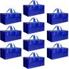 imageHealSmart 6 Pack Large Moving Bags with Zippers ampamp Handles Moving Supplies with lids Heavy Duty Totes for Space Saving Fold Flat Moving and Storing ClearBlue