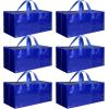 imageHealSmart 6 Pack Large Moving Bags with Zippers ampamp Handles Moving Supplies with lids Heavy Duty Totes for Space Saving Fold Flat Moving and Storing ClearBlue