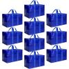 imageHealSmart 6 Pack Large Moving Bags with Zippers ampamp Handles Moving Supplies with lids Heavy Duty Totes for Space Saving Fold Flat Moving and Storing ClearBlue