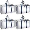 imageHealSmart 6 Pack Large Moving Bags with Zippers ampamp Handles Moving Supplies with lids Heavy Duty Totes for Space Saving Fold Flat Moving and Storing ClearClear