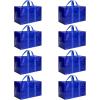 imageHealSmart 6 Pack Large Moving Bags with Zippers ampamp Handles Moving Supplies with lids Heavy Duty Totes for Space Saving Fold Flat Moving and Storing ClearBlue