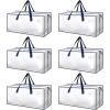 imageHealSmart 6 Pack Large Moving Bags with Zippers ampamp Handles Moving Supplies with lids Heavy Duty Totes for Space Saving Fold Flat Moving and Storing ClearClear