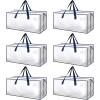 imageHealSmart 6 Pack Large Moving Bags with Zippers ampamp Handles Moving Supplies with lids Heavy Duty Totes for Space Saving Fold Flat Moving and Storing ClearClear