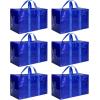 imageHealSmart 6 Pack Large Moving Bags with Zippers ampamp Handles Moving Supplies with lids Heavy Duty Totes for Space Saving Fold Flat Moving and Storing ClearBlue