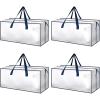 imageHealSmart 6 Pack Large Moving Bags with Zippers ampamp Handles Moving Supplies with lids Heavy Duty Totes for Space Saving Fold Flat Moving and Storing ClearClear