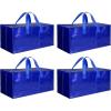 imageHealSmart 6 Pack Large Moving Bags with Zippers ampamp Handles Moving Supplies with lids Heavy Duty Totes for Space Saving Fold Flat Moving and Storing ClearBlue
