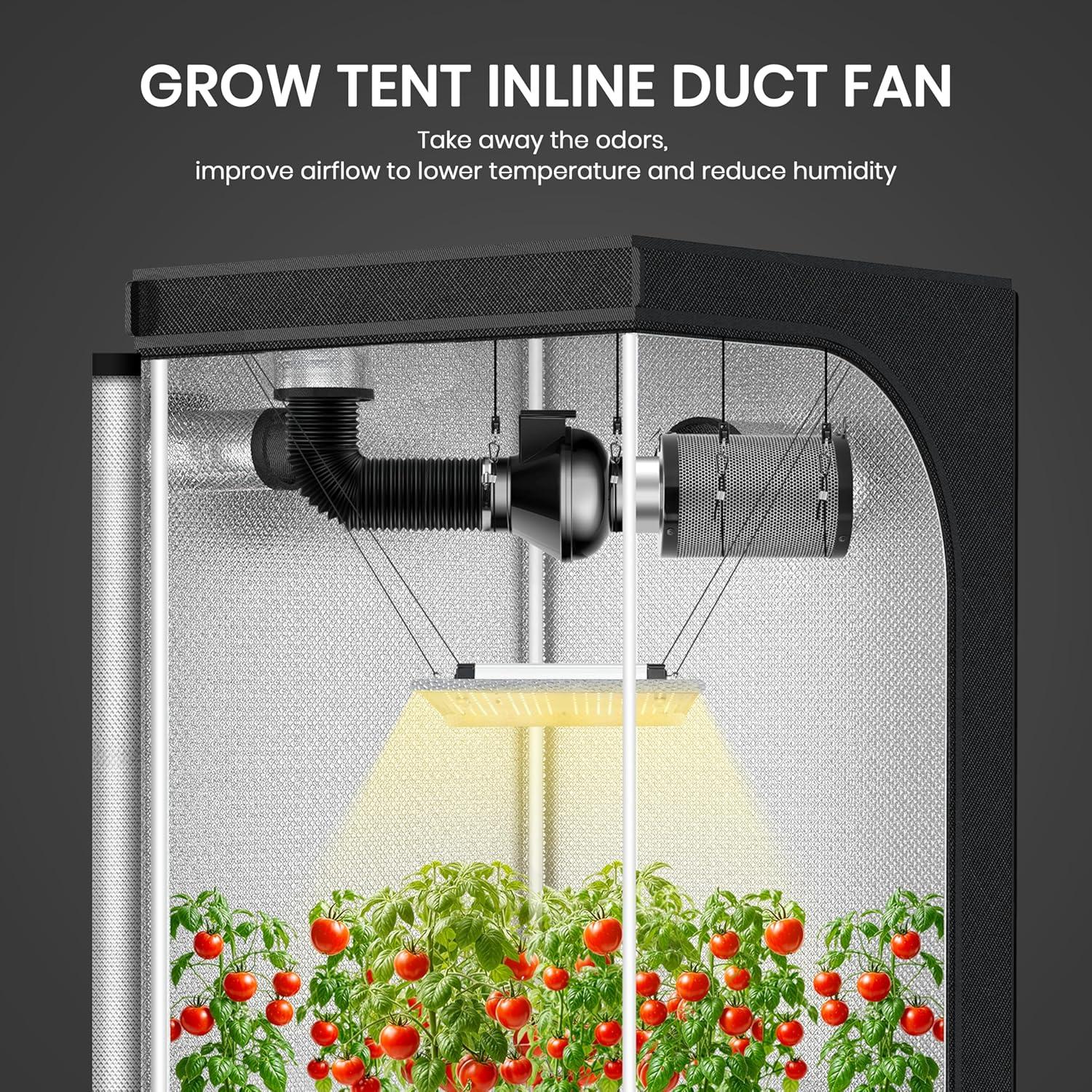 imageHealSmart 4 Inch Inline Duct Fan 195 CFM Ventilation Fan Exhaust HVAC Vent Blower for Hydroponics Grow Tents Basements Attics 2 Packs Black1 Pack