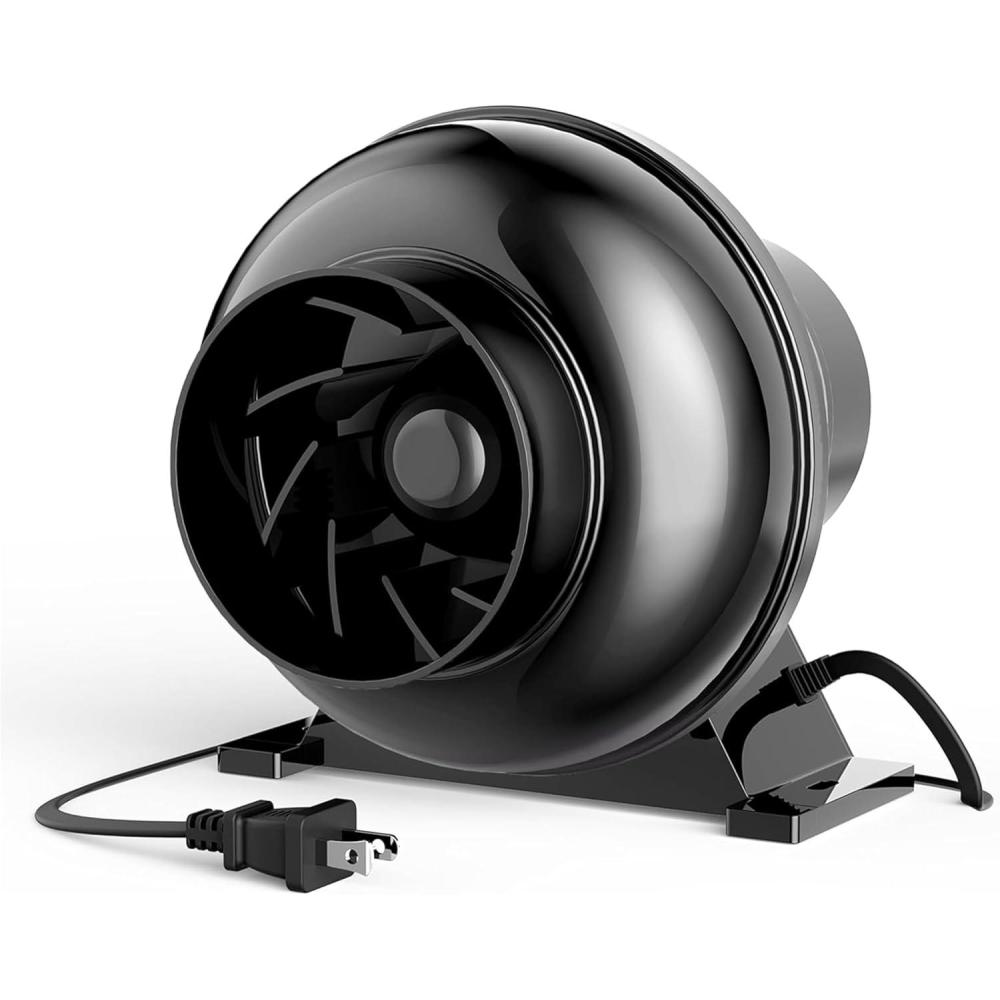 imageHealSmart 4 Inch Inline Duct Fan 195 CFM Ventilation Fan Exhaust HVAC Vent Blower for Hydroponics Grow Tents Basements Attics 2 Packs Black1 Pack