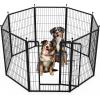 imageHealSmart Dog Playpen 24 Inch 8 Panels Heavy Duty Metal Portable Pet Playpen Indoor Outdoor for Camping Yard RV Garden Fence Privacy Patio BlackBlack