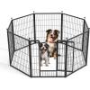 imageHealSmart Dog Playpen 24 Inch 8 Panels Heavy Duty Metal Portable Pet Playpen Indoor Outdoor for Camping Yard RV Garden Fence Privacy Patio BlackBlack