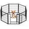 imageHealSmart Dog Playpen 24 Inch 8 Panels Heavy Duty Metal Portable Pet Playpen Indoor Outdoor for Camping Yard RV Garden Fence Privacy Patio BlackBlack