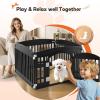 imageHealSmart 4 Panel Dog Playpen 24 Exercise Puppy Playpen with Door Safe Secure Folding ampamp Portable Pet Playpen for Indoor ampamp Outdoor Use Suitable for Puppies and Small WhiteBlack