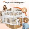 imageHealSmart 4 Panel Dog Playpen 24 Exercise Puppy Playpen with Door Safe Secure Folding ampamp Portable Pet Playpen for Indoor ampamp Outdoor Use Suitable for Puppies and Small WhiteWhite