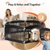 imageHealSmart 4 Panel Dog Playpen 24 Exercise Puppy Playpen with Door Safe Secure Folding ampamp Portable Pet Playpen for Indoor ampamp Outdoor Use Suitable for Puppies and Small WhiteBlack