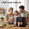 imageHealSmart Air Fryer 75QT Large Capacity 8in1 Digital Airfryer with Visible Window Precise Temperature Control and Dishwasher Safe Black