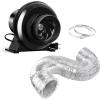 imageHealSmart 4 Inch 195 CFM Exhaust Inline Vent Booster Blower and 8 Feet NonInsulated Flex Air Aluminum Foil 2 Clamps for Indoor Grow Tent Hydroponics Ventilation Quiet FanDuctingFanDucting 25Ft
