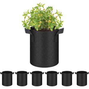 imageHealSmart 6Pack 1 Gallon Nonwoven Grow Bags Aeration Fabric Pots with Handles Suitable for Garden Fruits Vegetables and Flowers Black