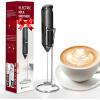 imageHealSmart Kitchen Milk Frother Handheld with Stand for Coffee Electric Foamer Maker for Lattes Mini Hand Blender for Cappuccino Matcha Frappe Hot Chocolate Wand Drink Mixer Whisk BlackMilk Frother with Stand