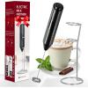 imageHealSmart Kitchen Milk Frother Handheld with Stand for Coffee Electric Foamer Maker for Lattes Mini Hand Blender for Cappuccino Matcha Frappe Hot Chocolate Wand Drink Mixer Whisk BlackMilk Frother