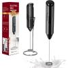 imageHealSmart Kitchen Milk Frother Handheld with Stand for Coffee Electric Foamer Maker for Lattes Mini Hand Blender for Cappuccino Matcha Frappe Hot Chocolate Wand Drink Mixer Whisk BlackHandheld Milk Frother with Stand