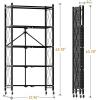 imageHealSmart Heavy Duty 4Tier Foldable Metal Rack 1496quot D x 2795quot W x 4961quot H Storage Shelving Unit 1000 lbs with Wheels Moving Easily Organizer Shelves Great for Garage Kitchen Black5Shelf