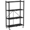 imageHealSmart Heavy Duty 4Tier Foldable Metal Rack 1496quot D x 2795quot W x 4961quot H Storage Shelving Unit 1000 lbs with Wheels Moving Easily Organizer Shelves Great for Garage Kitchen Black4Shelf