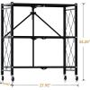 imageHealSmart Heavy Duty 4Tier Foldable Metal Rack 1496quot D x 2795quot W x 4961quot H Storage Shelving Unit 1000 lbs with Wheels Moving Easily Organizer Shelves Great for Garage Kitchen Black3Shelf