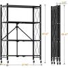 imageHealSmart Heavy Duty 4Tier Foldable Metal Rack 1496quot D x 2795quot W x 4961quot H Storage Shelving Unit 1000 lbs with Wheels Moving Easily Organizer Shelves Great for Garage Kitchen Black4Shelf