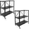 imageHealSmart Heavy Duty 4Tier Foldable Metal Rack 1496quot D x 2795quot W x 4961quot H Storage Shelving Unit 1000 lbs with Wheels Moving Easily Organizer Shelves Great for Garage Kitchen Black3Shelf