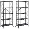 imageHealSmart Heavy Duty 4Tier Foldable Metal Rack 1496quot D x 2795quot W x 4961quot H Storage Shelving Unit 1000 lbs with Wheels Moving Easily Organizer Shelves Great for Garage Kitchen Black5Shelf