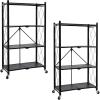 imageHealSmart Heavy Duty 4Tier Foldable Metal Rack 1496quot D x 2795quot W x 4961quot H Storage Shelving Unit 1000 lbs with Wheels Moving Easily Organizer Shelves Great for Garage Kitchen Black4Shelf