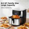 imageHealSmart 10in1 Air Fryer Oven 126Qt Convection Oven with Visible Window Rotisserie amp Grill FamilySize Airfryer with Visible Window for Healthy CookingSilver85QT