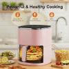 imageHealSmart 12in1 Air Fryer Oven 634 Qt Digital Convection Oven with Visible Window amp 1700W Air Fry Roast Bake Nonstick Basket BlackPink634QT