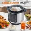 imageHealSmart 24in1 Electric Pressure Cooker 63 Quart NonStick Stainless Steel Multi Cooker for Slow Cooking Yogurt Maker Steam Rice Bake Dishwasher Safe Silver8 Quarts