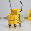 imageHealSmart 38Quart Commercial Mop Bucket with SidePress Wringer amp Wheels  MultiFunctional Storage High Efficiency Dehydration AntiSplash Design for Floor Cleaning in Offices Malls Yellow28L