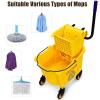 imageHealSmart 38Quart Commercial Mop Bucket with SidePress Wringer amp Wheels  MultiFunctional Storage High Efficiency Dehydration AntiSplash Design for Floor Cleaning in Offices Malls Yellow28L