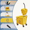 imageHealSmart 38Quart Commercial Mop Bucket with SidePress Wringer amp Wheels  MultiFunctional Storage High Efficiency Dehydration AntiSplash Design for Floor Cleaning in Offices Malls Yellow36L