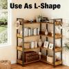 imageHealSmart 4 Tier Bookshelf Ladder Shelf Free Standing Book Shelf Home Office Bookcase Shelf Storage Organizer for Bedroom Living Room Bathroom Office Balcony BrownBrown