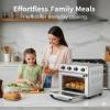 imageHealSmart 4in1 Air Fryer Toaster Oven Combo 26QT Large Countertop Convection Oven with Bake Broil Roast amp Dehydrate Includes 12 Pizza Pan amp Fry Basket Stainless Steel EnergyEfficientSilver