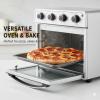 imageHealSmart 4in1 Air Fryer Toaster Oven Combo 26QT Large Countertop Convection Oven with Bake Broil Roast amp Dehydrate Includes 12 Pizza Pan amp Fry Basket Stainless Steel EnergyEfficientSilver