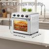 imageHealSmart 4in1 Air Fryer Toaster Oven Combo 26QT Large Countertop Convection Oven with Bake Broil Roast amp Dehydrate Includes 12 Pizza Pan amp Fry Basket Stainless Steel EnergyEfficientSilver