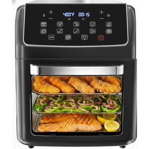 imageHealSmart 10in1 Air Fryer Oven 126Qt Convection Oven with Visible Window Rotisserie amp Grill FamilySize Airfryer with Visible Window for Healthy CookingBlack126QT