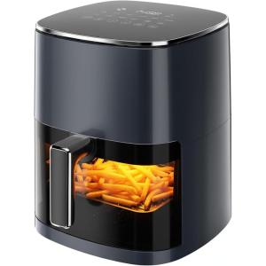 imageHealSmart 12in1 Air Fryer Oven 634 Qt Digital Convection Oven with Visible Window amp 1700W Air Fry Roast Bake Nonstick Basket BlackBlack634QT