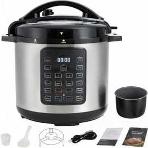imageHealSmart 24in1 Electric Pressure Cooker 63 Quart NonStick Stainless Steel Multi Cooker for Slow Cooking Yogurt Maker Steam Rice Bake Dishwasher Safe Silver8 Quarts