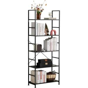 imageHealSmart 4 Tier Bookshelf Ladder Shelf Free Standing Book Shelf Home Office Bookcase Shelf Storage Organizer for Bedroom Living Room Bathroom Office Balcony BrownBlack