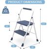 image2Step Folding Step Ladder 330 lbs HeavyDuty Metal Step Stool with AntiSlip Pedals amp Safety Handgrip Portable Small Ladder for Kitchen Garage Home amp Indoor Use  GreyBlue